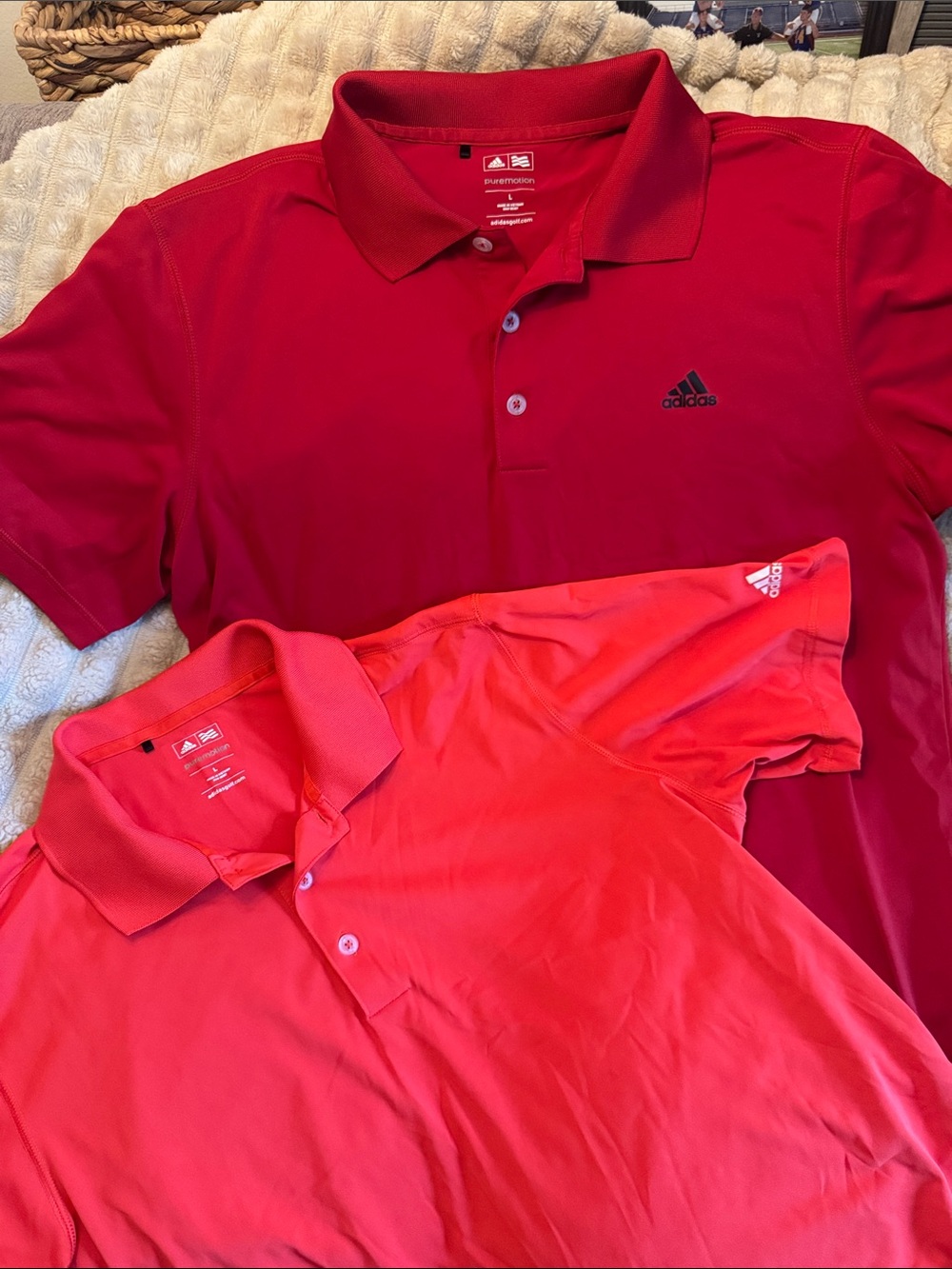 adidas Men’s Red and Coral Polo Shirts Pack